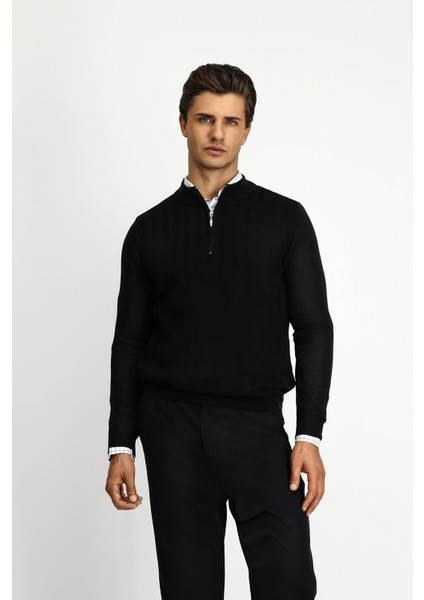 Regular Fit Yarım Balıkçı Yaka Fermuarlı Trıko Kazak fırsatları