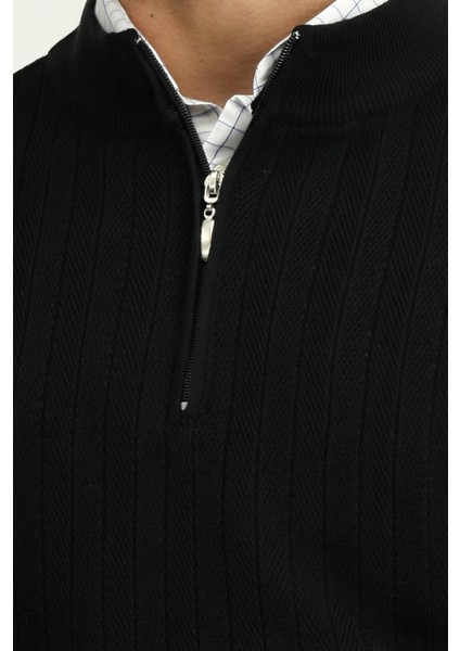 Regular Fit Yarım Balıkçı Yaka Fermuarlı Trıko Kazak