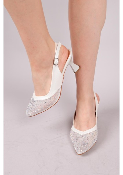 Aosta Taşlı Topuklu Ayakkabı Sedef