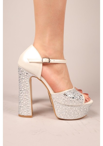 Alpena Ayna Taşlı Platform Topuklu Ayakkabı Sedef fiyatları