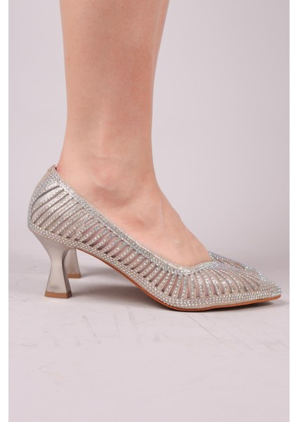 Eloy Lazerli Taşlı Topuklu Ayakkabı Gold indirimleri