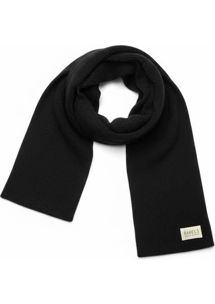Siyah Triko Örgü Atkı Şal Omuz Şalı