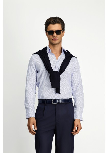 Uzun Kol Slim Fit Dar Kesim Baskılı Pamuk Gömlek modelleri