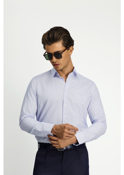 Uzun Kol Slim Fit Dar Kesim Baskılı Pamuk Gömlek indirimleri