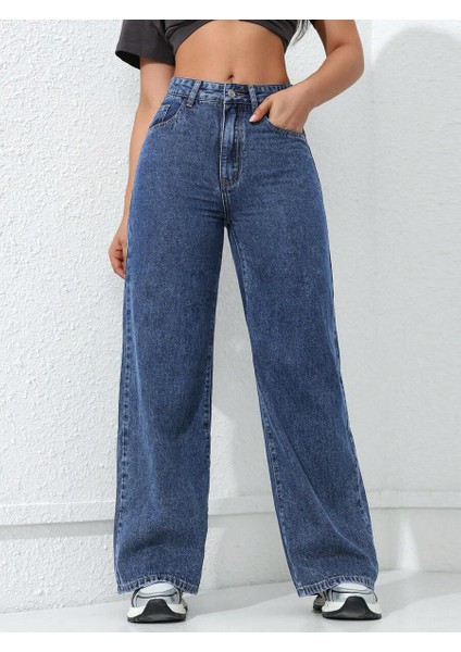 Kadın Baggy Fit Denim Jean Yıkamalı Pantolon modelleri