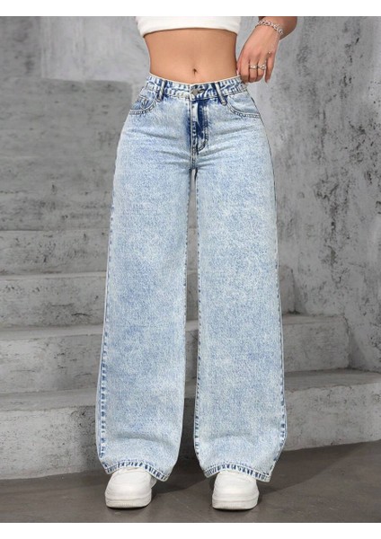 Kadın Baggy Fit Denim Jean Yıkamalı Pantolon modelleri