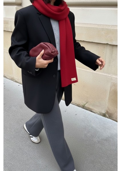 Kırmızı Triko Örgü Atkı Şal Omuz Şalı indirimleri