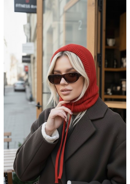 Kırmızı Triko Örgü Balaclava Bere Şapka modelleri