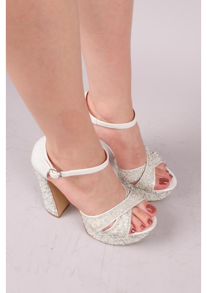 Perry Çapraz Inci Taşlı Platform Topuklu Ayakkabı Sedef fırsatları