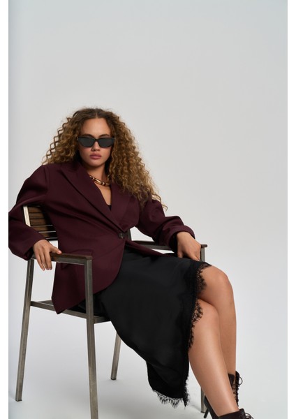 Briella Belden Oturtmalı Bordo Blazer
