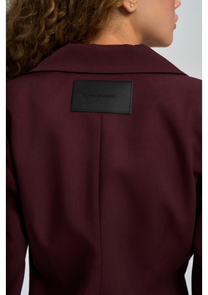 Briella Belden Oturtmalı Bordo Blazer