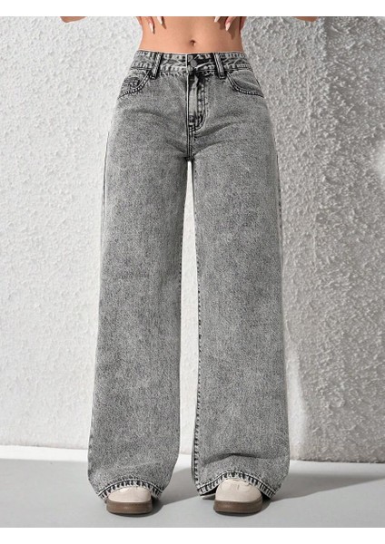 Kadın Baggy Fit Denim Jean Yıkamalı Pantolon modelleri