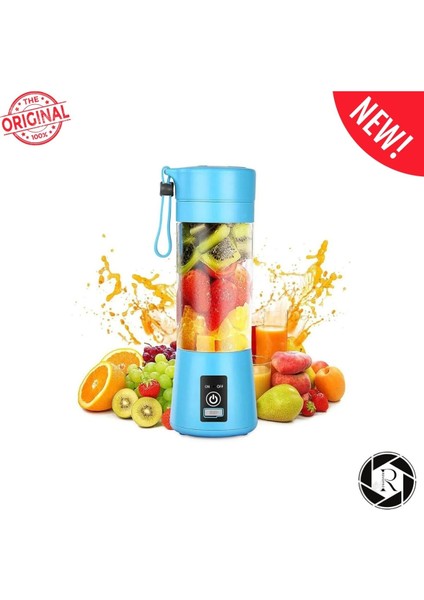 Şarjlı 3 Bıçaklı Mini El Rondosu, 250ML, Mavi, Pratik ve Kullanışlı