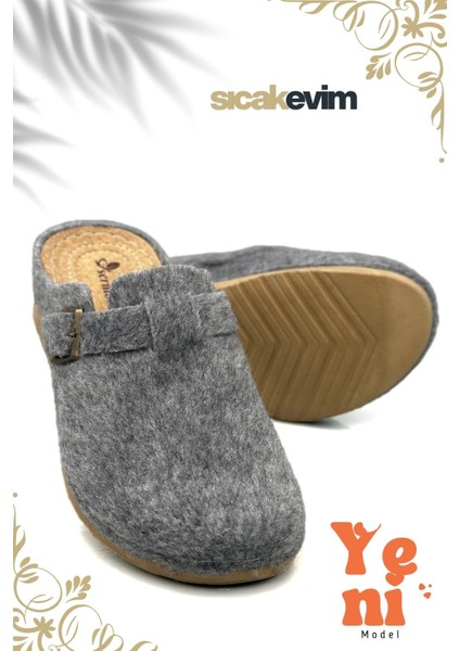 Erkek Ev Terliği – Poli Taban Hafif Tabanlı Sıcak Tutan Halı Terliği Gri