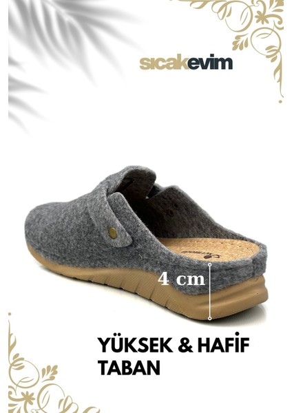 Erkek Ev Terliği – Poli Taban Hafif Tabanlı Sıcak Tutan Halı Terliği Gri