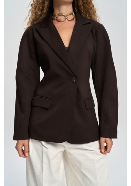 Briella Belden Oturtmalı Kahve Blazer