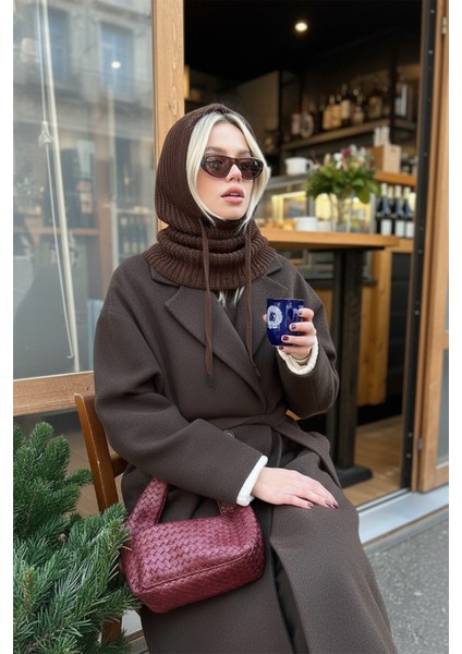 Acı Kahve Triko Örgü Balaclava Bere Şapka fırsatları