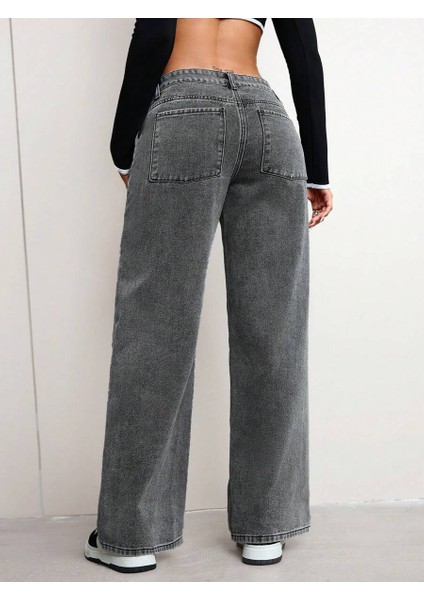 Kadın Baggy Fit Denim Jean Yıkamalı Pantolon fiyatları