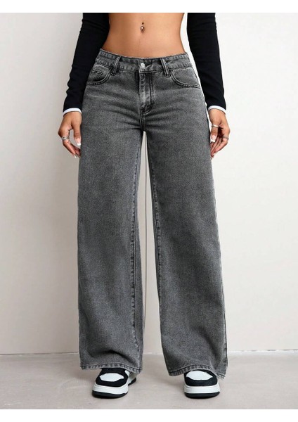 Kadın Baggy Fit Denim Jean Yıkamalı Pantolon modelleri