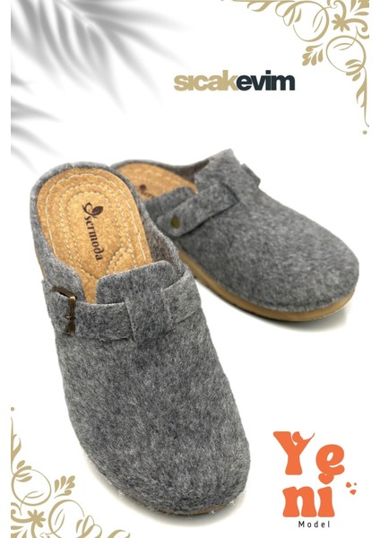 Erkek Ev Terliği – Poli Taban Hafif Tabanlı Sıcak Tutan Halı Terliği Gri