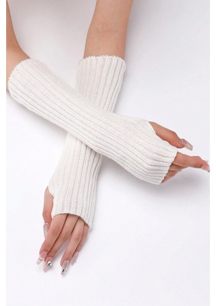 Ekru Triko Örgü El Isıtıcı Kolluk Parmaksız Eldiven indirimleri