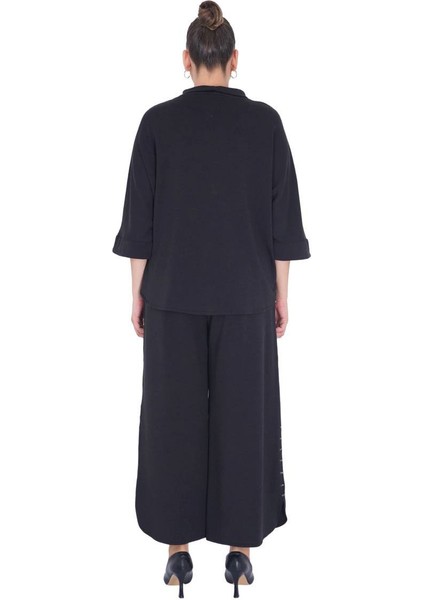 Kadın Büyük Beden Siyah Alt Üst İkili Uzun Kollu Takım