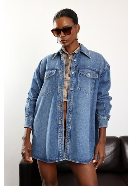 Mavi Oversize Kot Gömlek fiyatları