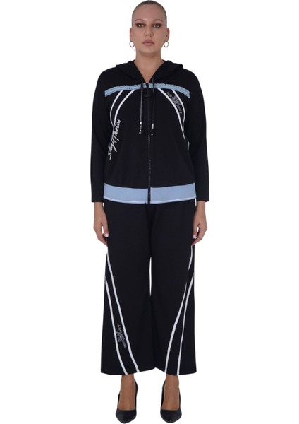 Kadın Büyük Beden Siyah Şık Alt Üst Ikili Takım