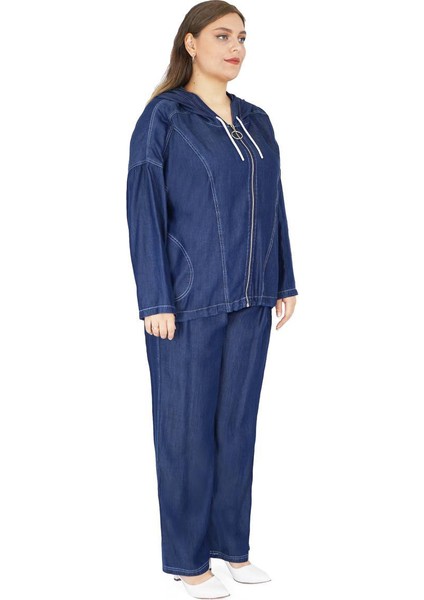 Kadın Büyük Beden Alt Üst İnce Kot İkili Takım