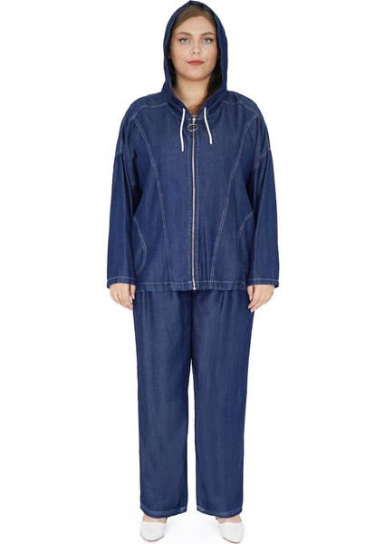 Kadın Büyük Beden Alt Üst İnce Kot İkili Takım