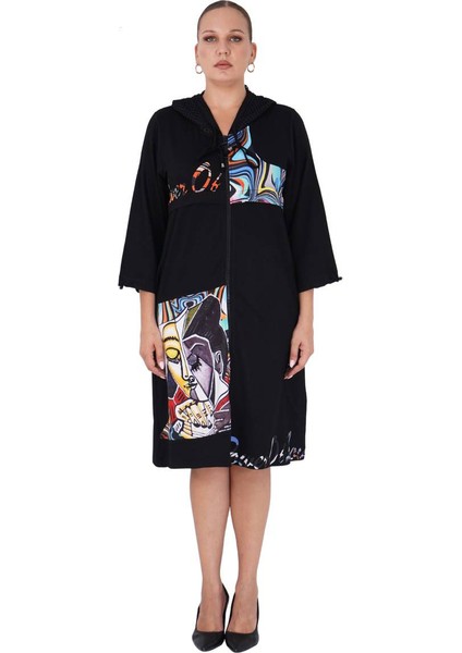 Kadın Büyük Beden Kapüşonlu Spor Midi Elbise indirimleri