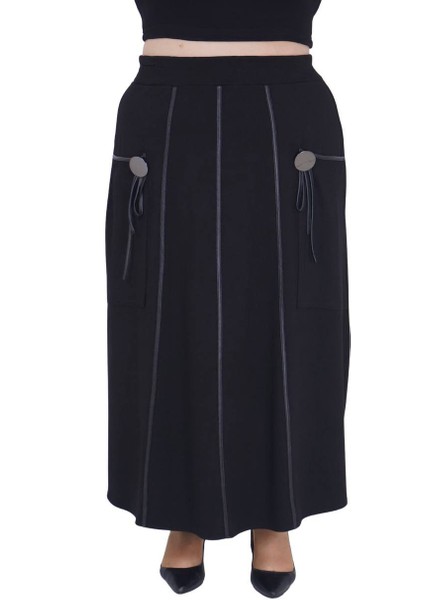 Kadın Büyük Beden Siyah Şık Spor Etek