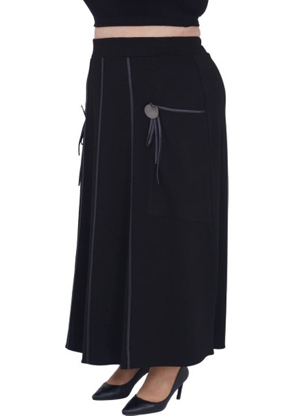 Kadın Büyük Beden Siyah Şık Spor Etek