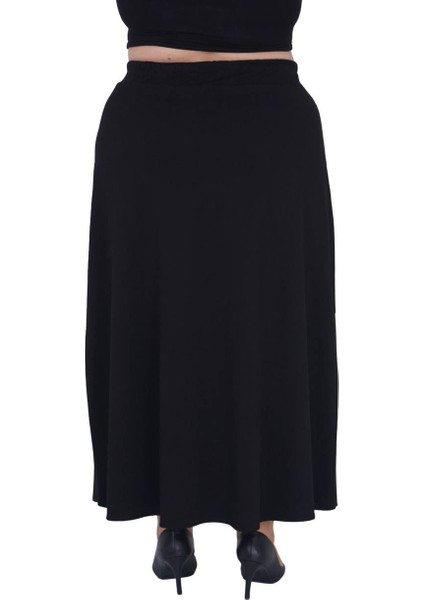 Kadın Büyük Beden Siyah Şık Spor Etek