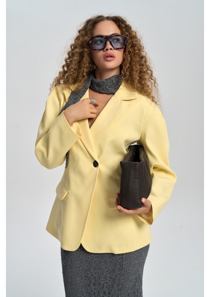 Briella Belden Oturtmalı Sarı Blazer