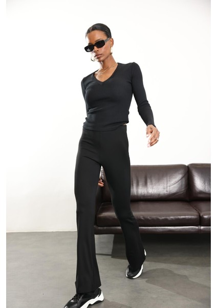 Siyah Ispanyol Paça Tayt Pantolon 2511 fiyatları