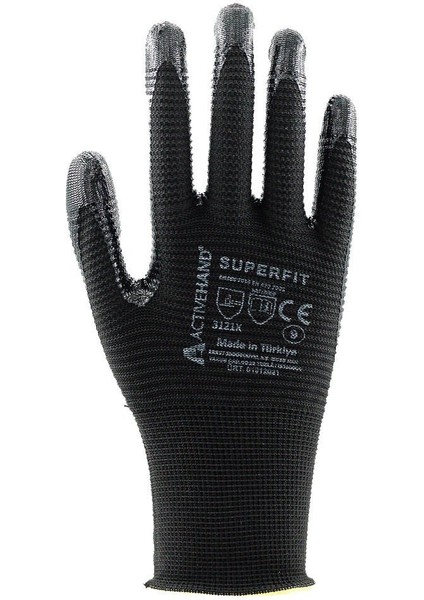 Superfit Sy/sy No:10 Avuç Içi Tırtıklı Nitril Kaplı Polyester Eldiven