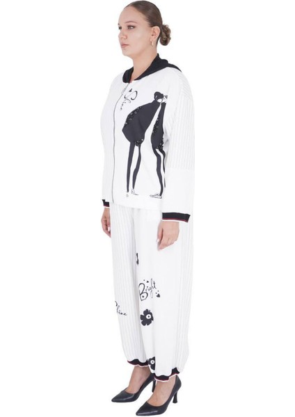 Kadın Büyük Beden Beyaz Alt Üst Ikili Takım