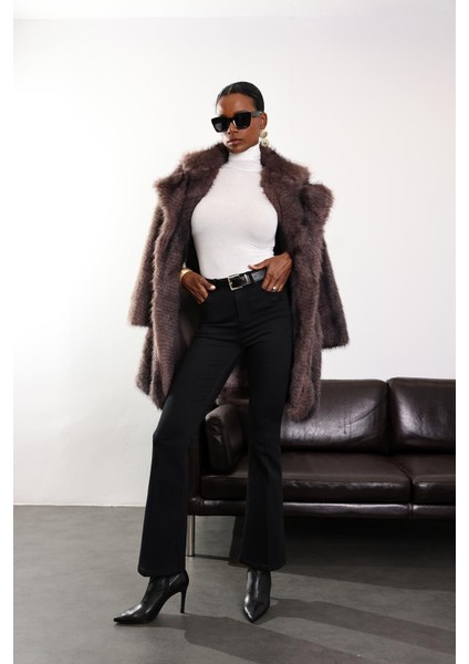 Siyah Full Likra Toparlayan Flare Jean 7578