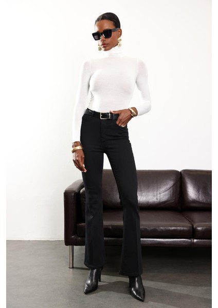 Siyah Full Likra Toparlayan Flare Jean 7578 modelleri