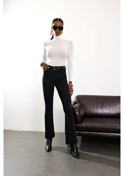 Siyah Full Likra Toparlayan Flare Jean 7578 fırsatları