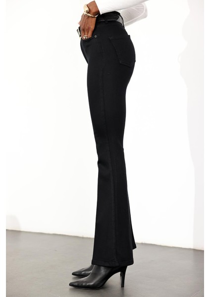 Siyah Full Likra Toparlayan Flare Jean 7578 indirimleri