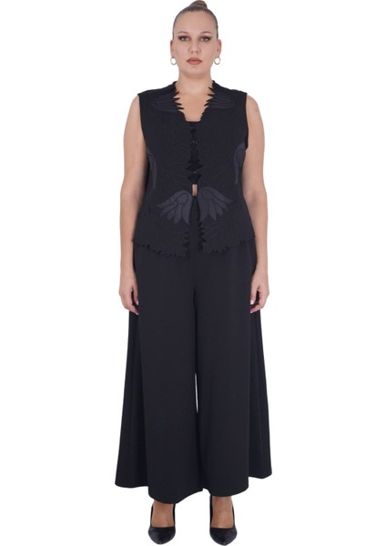 KadınKadın Büyük Beden Alt Üst Şık Yelekli İkili Takım