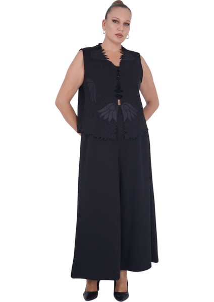 KadınKadın Büyük Beden Alt Üst Şık Yelekli İkili Takım