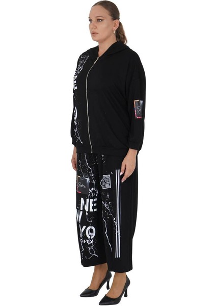 Kadın Büyük Beden Kapüşonlu Alt Üst İkili Takım