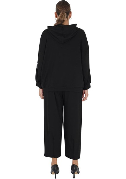 Kadın Büyük Beden Kapüşonlu Alt Üst İkili Takım