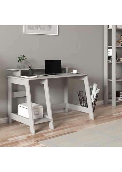 Country Ergonomik Çalışma Masası, Modern Bilgisayar Masası - Gri