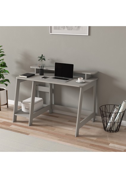 Country Ergonomik Çalışma Masası, Modern Bilgisayar Masası - Gri