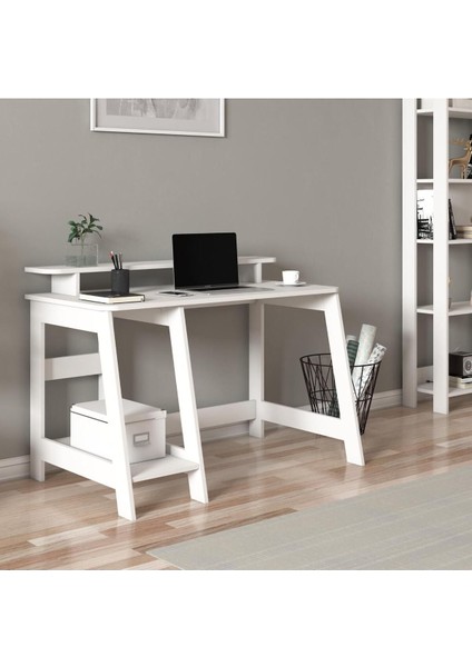 Country Ergonomik Çalışma Masası, Modern Bilgisayar Masası - Beyaz