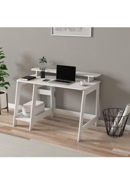 Country Ergonomik Çalışma Masası, Modern Bilgisayar Masası - Beyaz